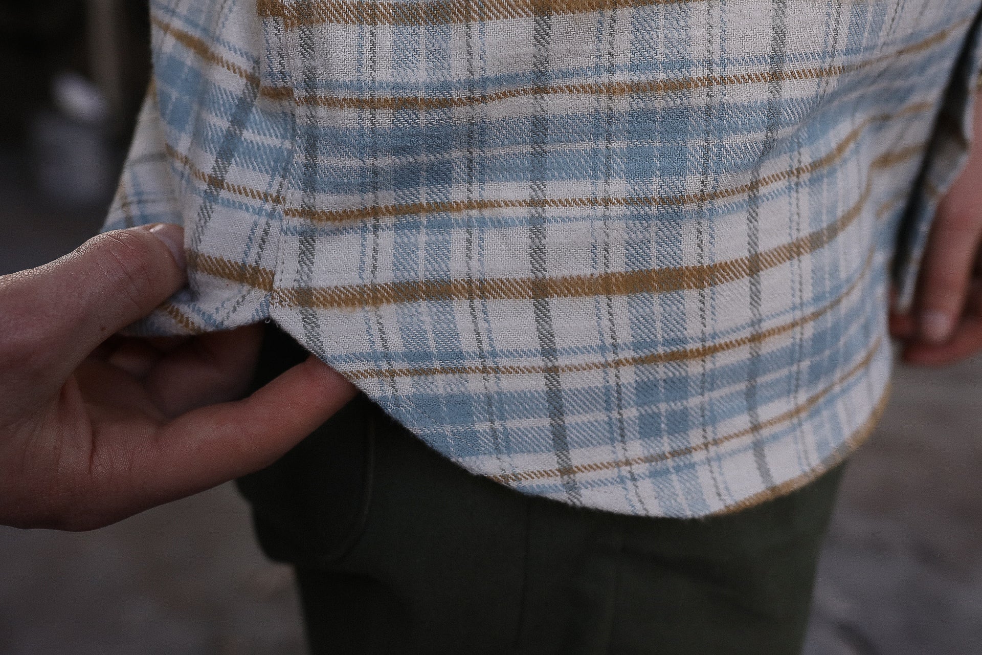 Flannel Work Shirt- Blue and Cream Slub