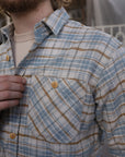 Flannel Work Shirt- Blue and Cream Slub