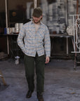 Flannel Work Shirt- Blue and Cream Slub