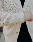 Classic Cardigan-Ecru Flamme Lace Knit