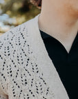 Classic Cardigan-Ecru Flamme Lace Knit