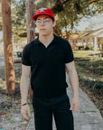 Knit Polo-Black Pima Cotton