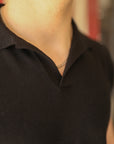 Knit Polo-Black Pima Cotton