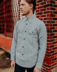 Long Sleeve Work Shirt- Dobby Stripe Blue (SC29146)