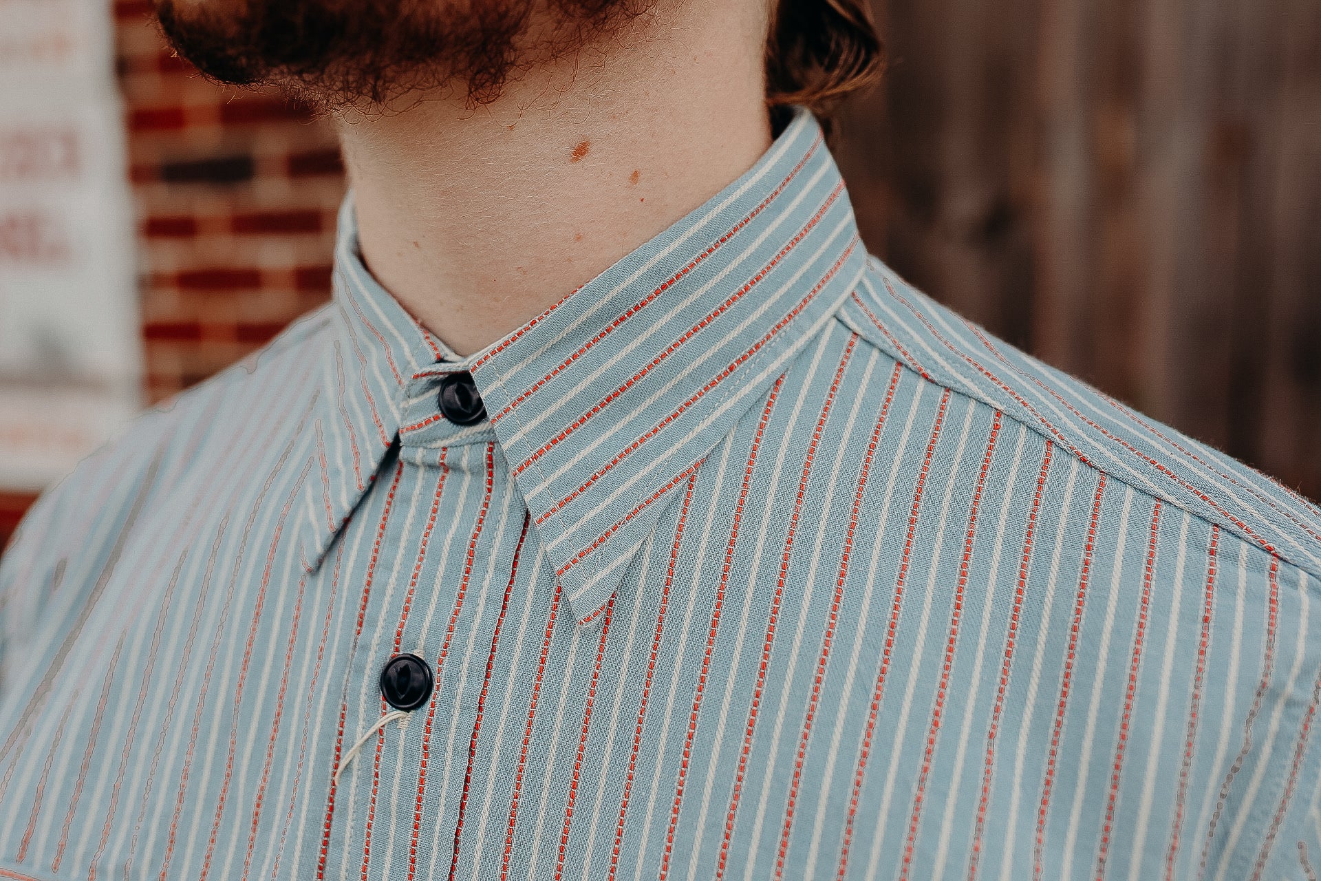 Long Sleeve Work Shirt- Dobby Stripe Blue (SC29146)