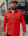 13.5oz Denim Western Shirt - Red IHSH-396-RED