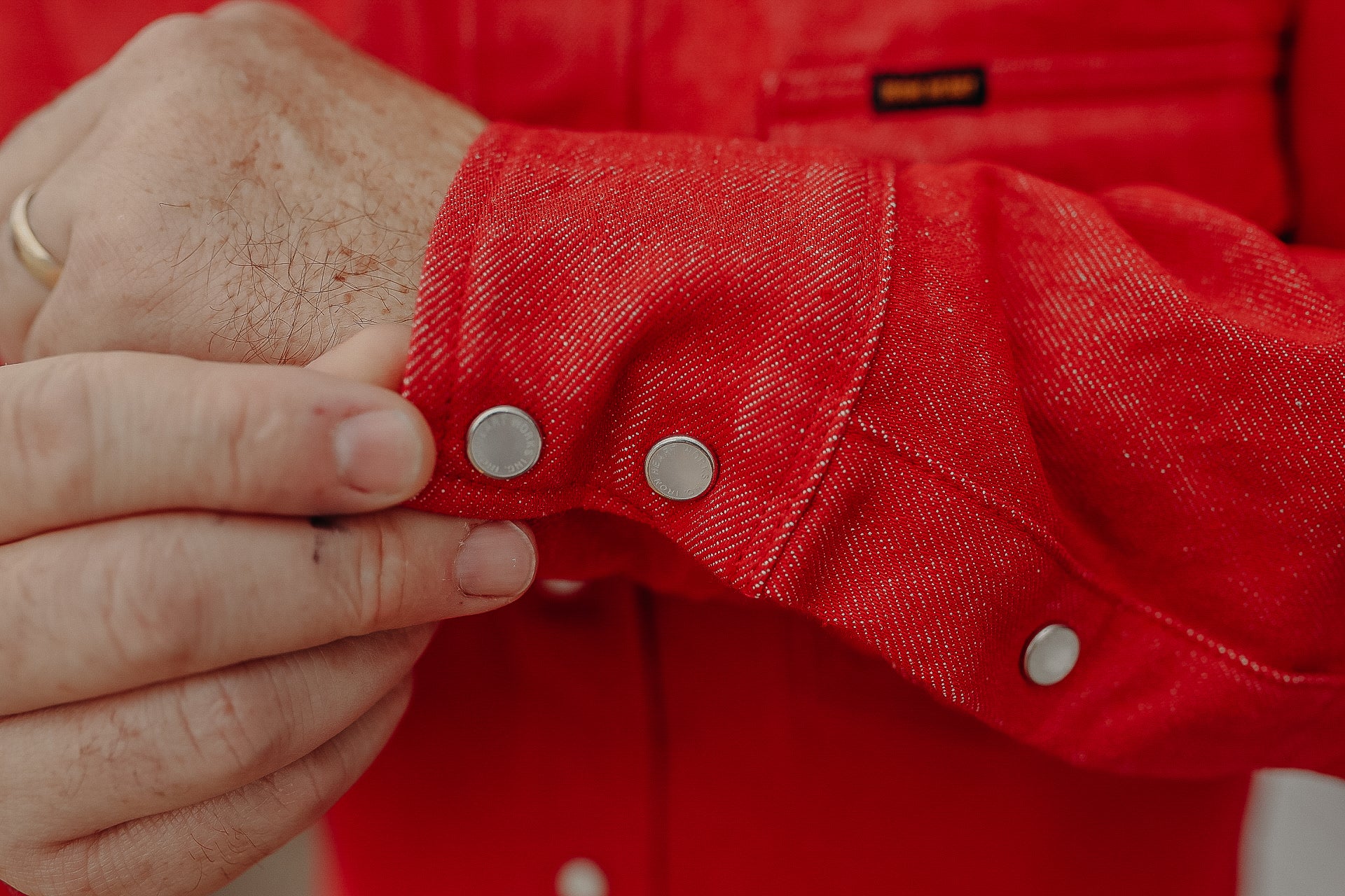 13.5oz Denim Western Shirt - Red IHSH-396-RED