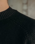 Cotton Crewneck Sweater- Black