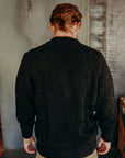 V⁠-⁠Neck Cardigan- Black Boucle Alpaca