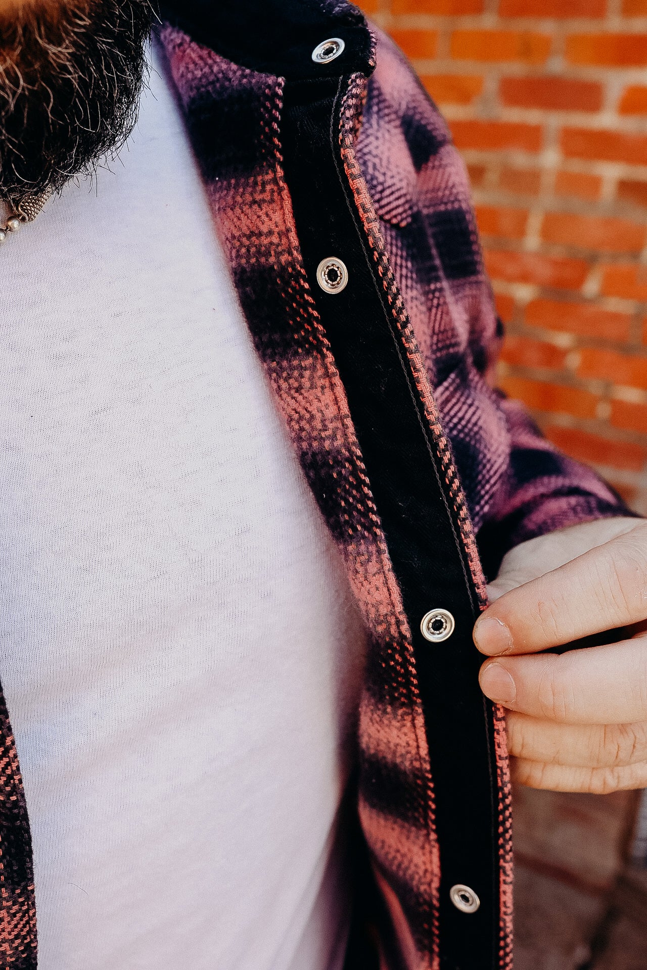 Ombre Check Flannel Western Shirt- Pink