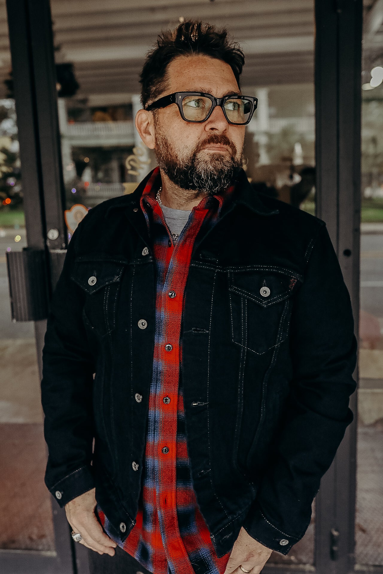 Ultra Heavy Flannel Ombré Check Work Shirt - Red