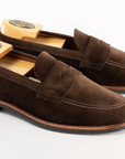 6224L Unlined Penny Loafer-Dark Brown Suede with Rubber Sole