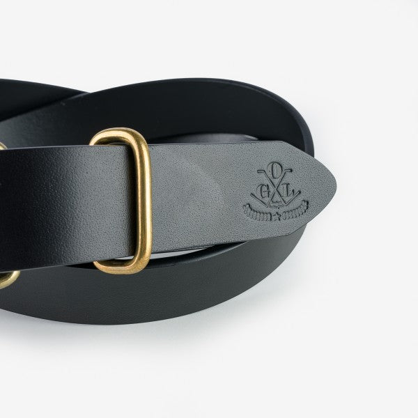 OGL Single Prong Brass Roller Buckle Leather Belt - Full Dyed Black OGL-BELT-FULL-ROLL-BLK