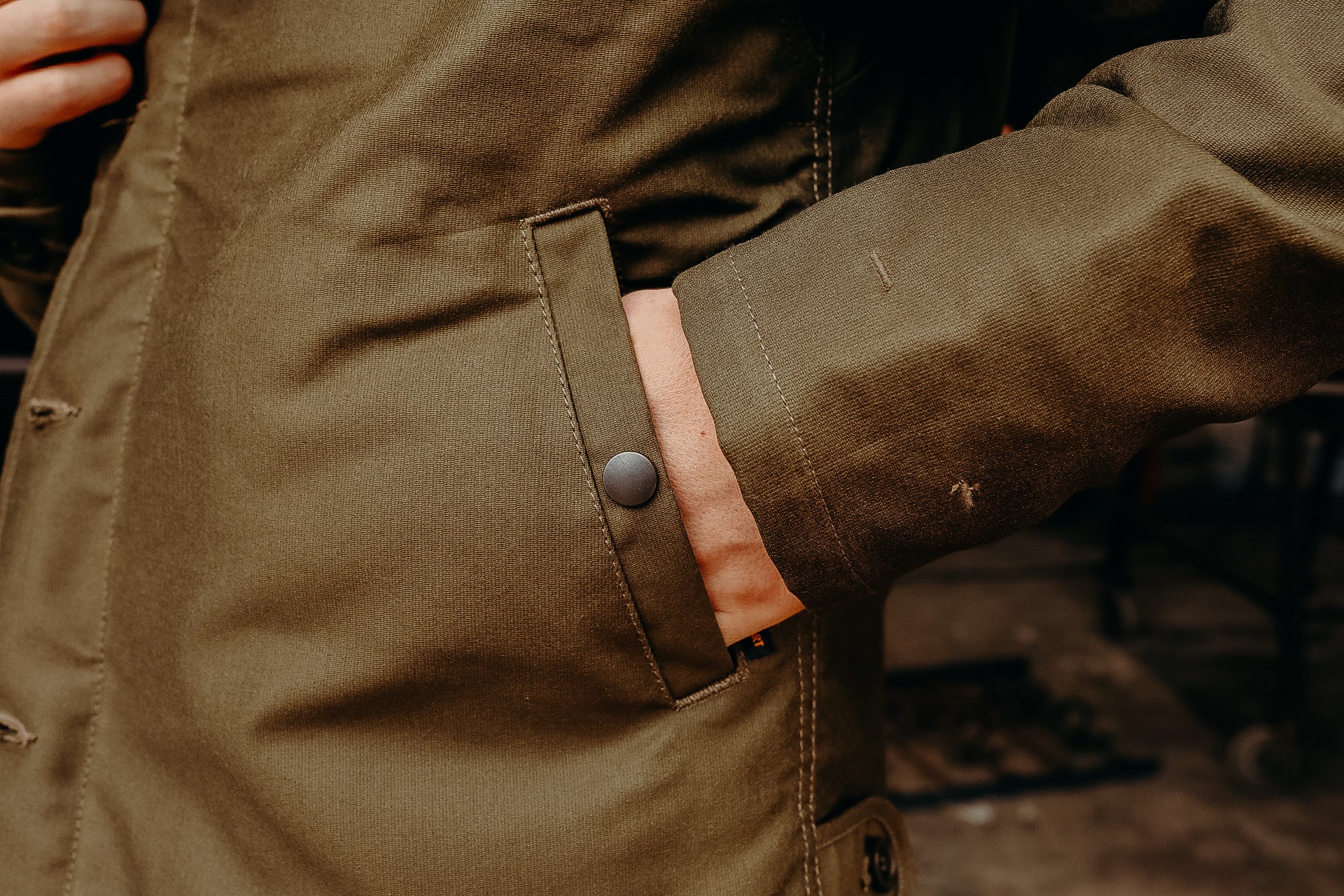 Oiled Whipcord N1 Deck Jacket - Olive