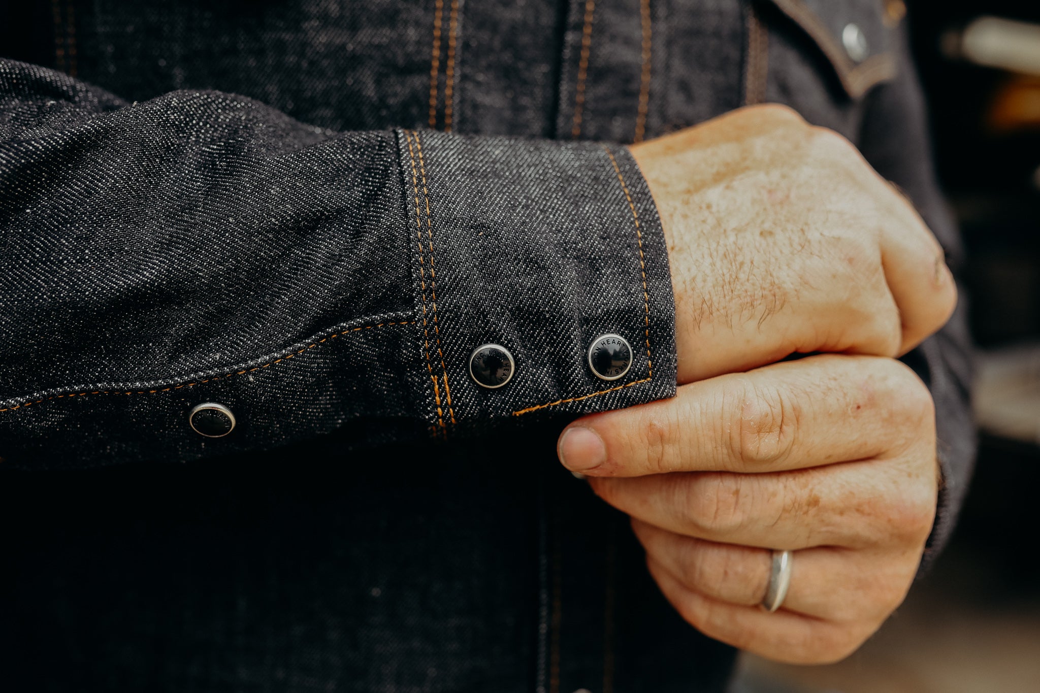 12oz Selvedge Denim Western Shirt - Black – Iron Shop Provisions