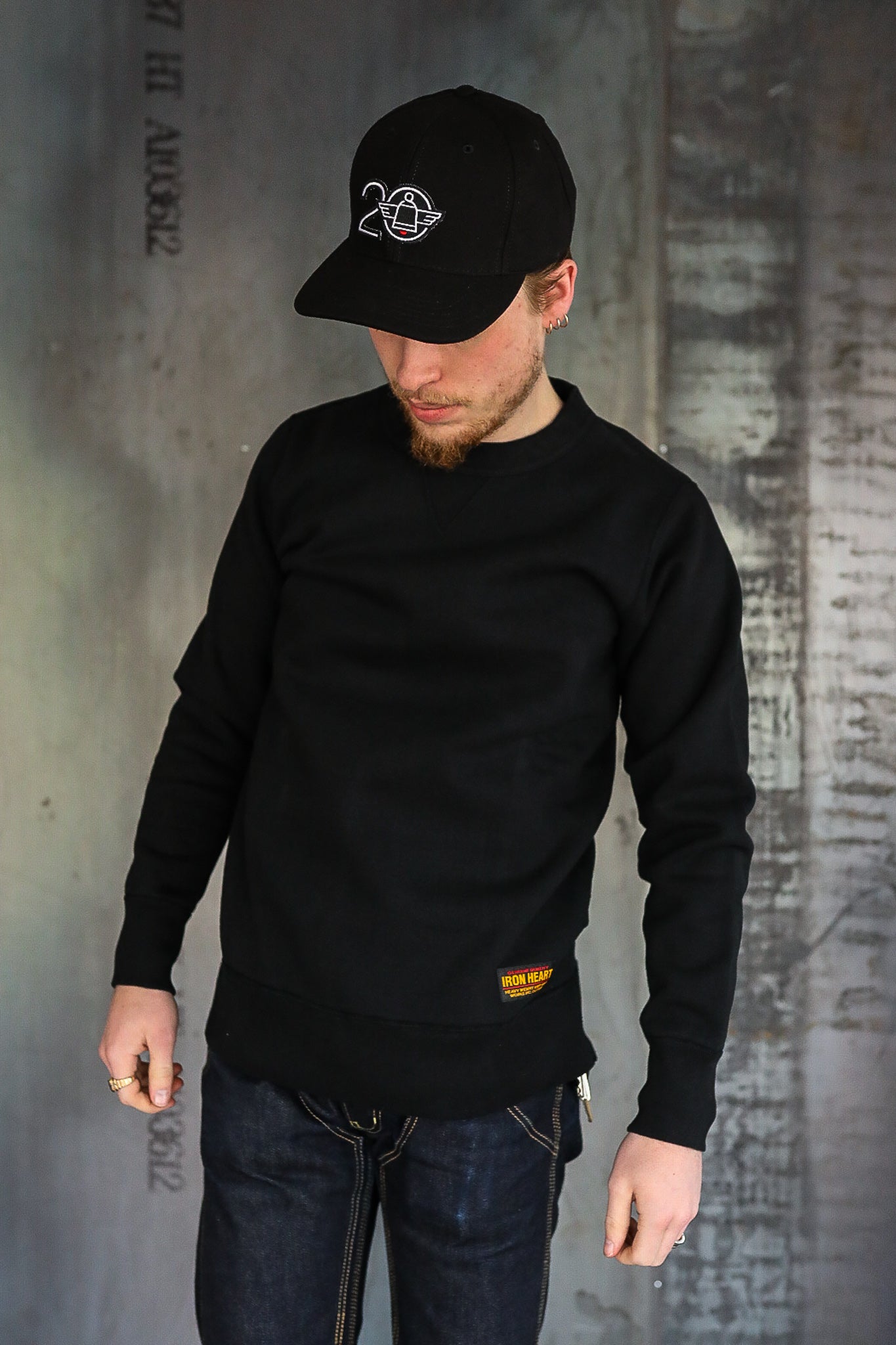 14oz Ultra Heavyweight Loopwheel Cotton Crew Neck Sweat - Black IHSW-69L-BLK