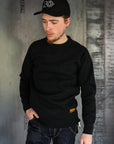 14oz Ultra Heavyweight Loopwheel Cotton Crew Neck Sweat - Black IHSW-69L-BLK