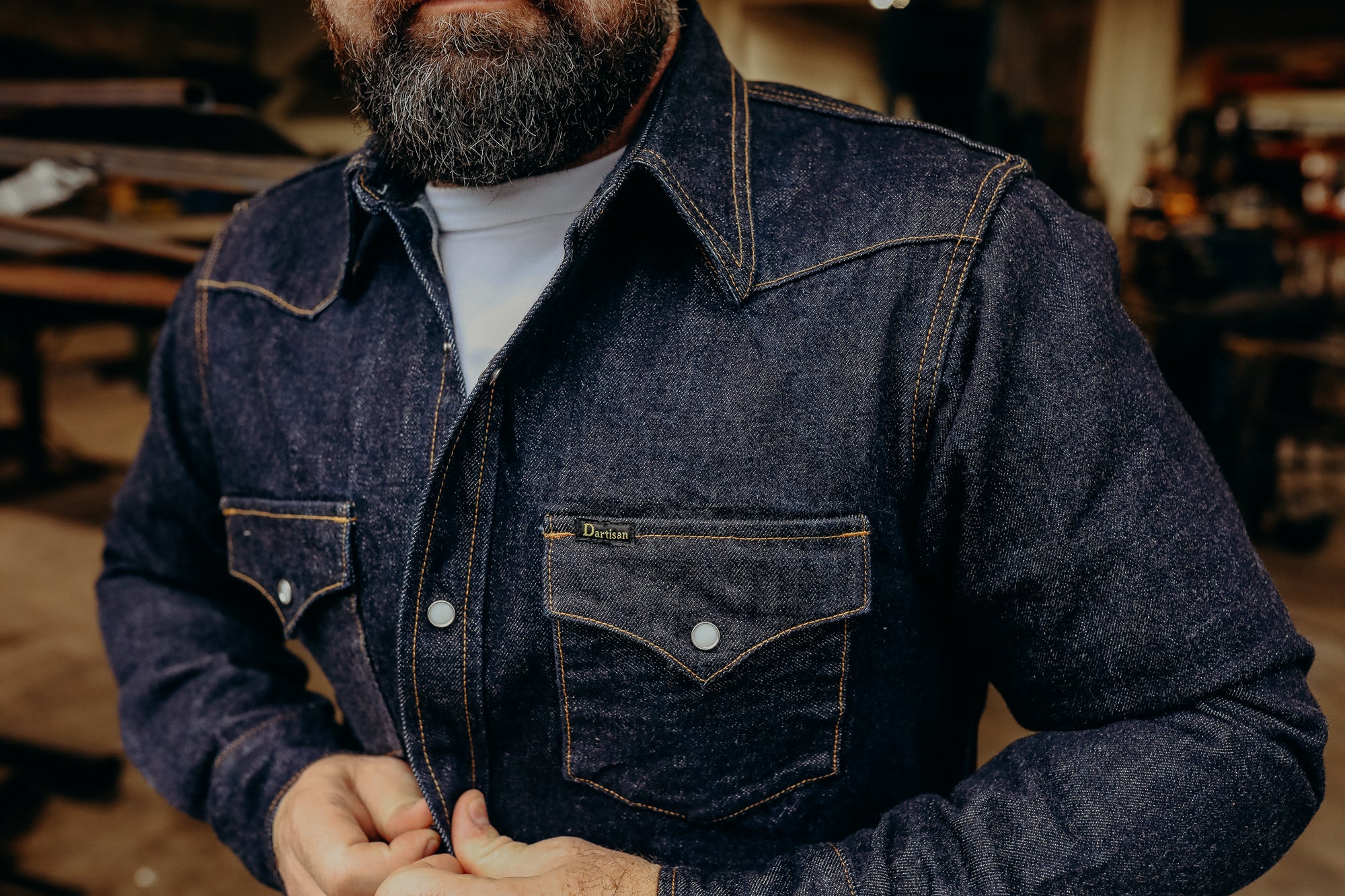 14oz Selvedge Denim Western Shirt (D5571)