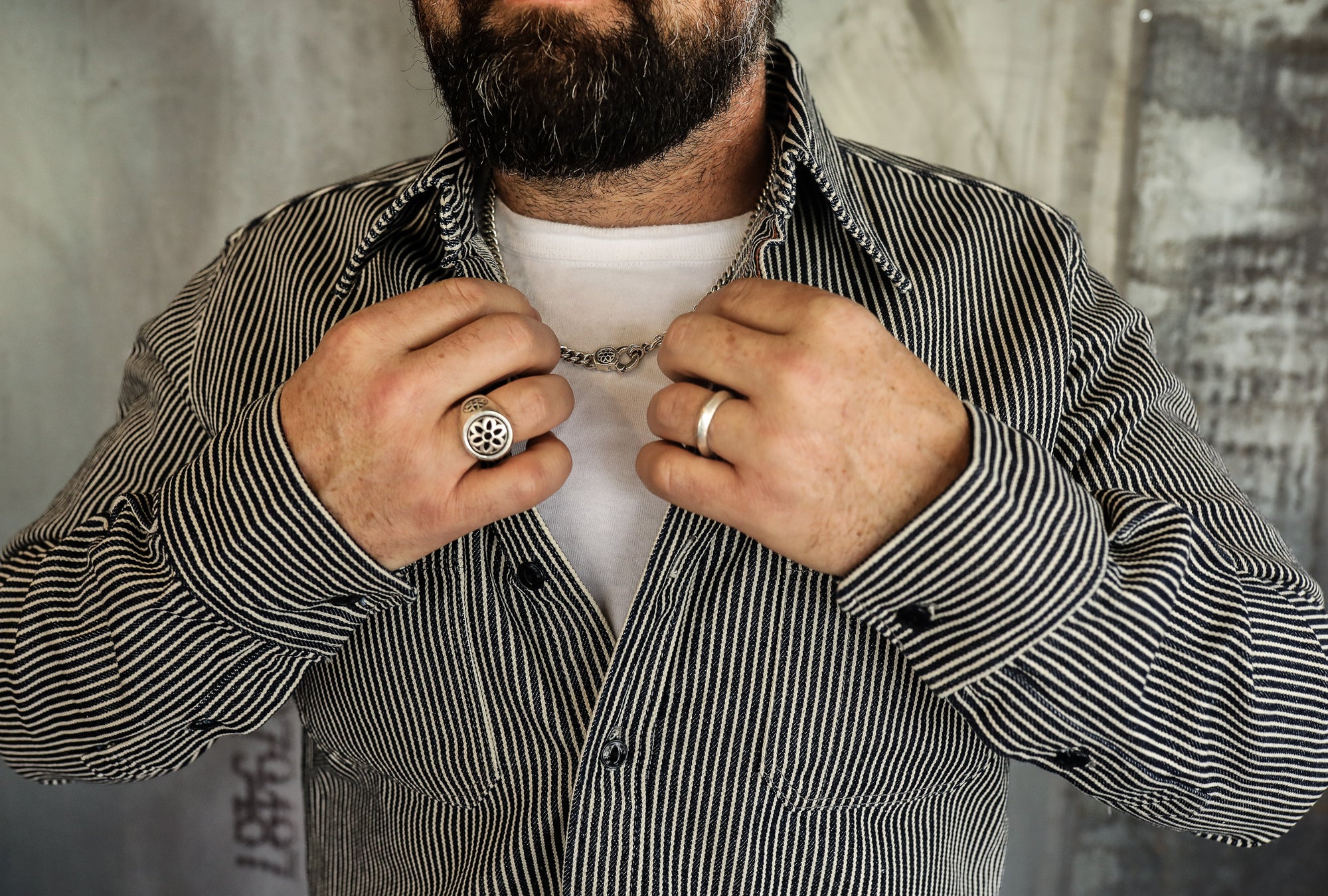 12oz Hickory Stripe Work Shirt - Indigo IHSH-274-IND