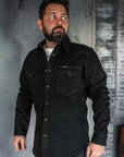 12oz Selvedge Denim Western Shirt "The Johnny Cash III" - Black IHSH-218-BLK