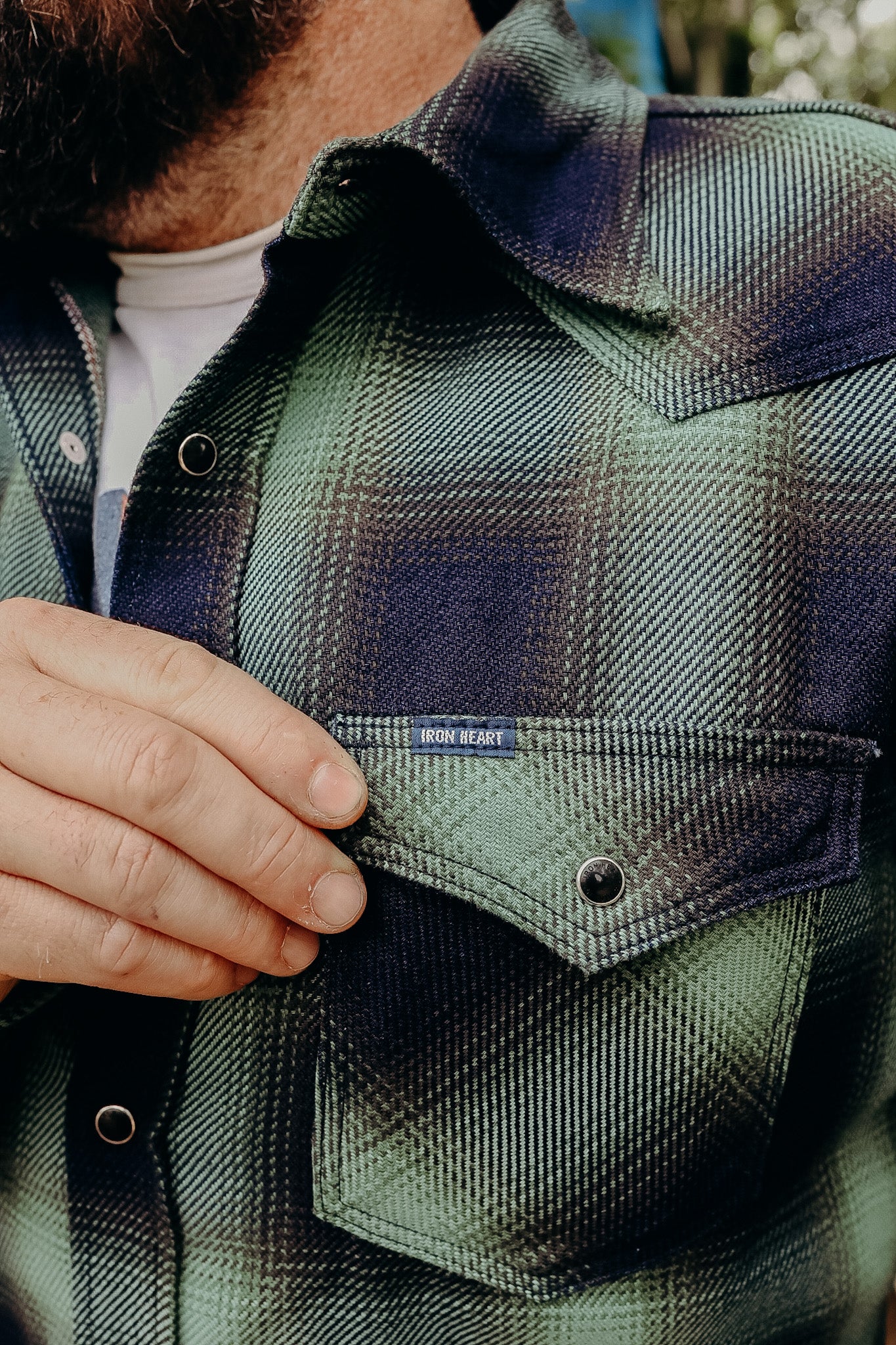 Selvedge Ombré Check Western Shirt - Green – Iron Shop Provisions