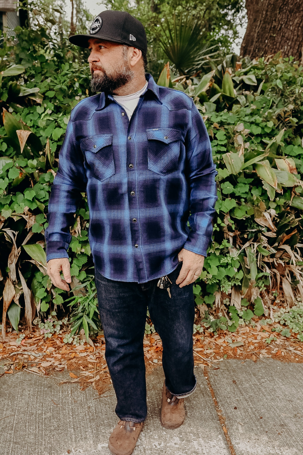 Selvedge Ombré Check Western Shirt - Indigo